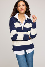 Gentle Fawn Idris  1/4 Zip in Navy Stripe