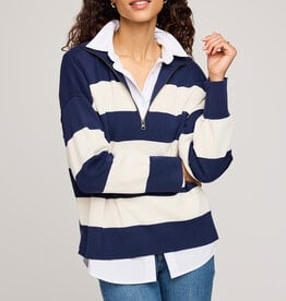 Gentle Fawn Idris 1/4 Zip in Navy Stripe *Only One Left - XL*