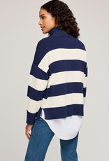 Gentle Fawn Idris  1/4 Zip in Navy Stripe