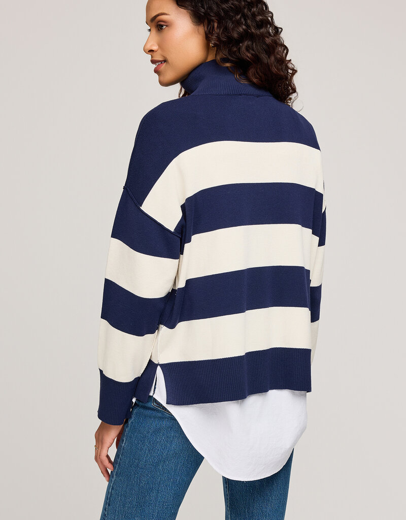 Gentle Fawn Idris  1/4 Zip in Navy Stripe