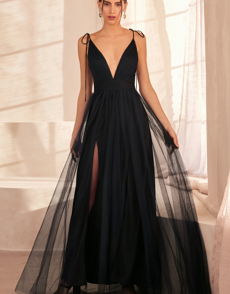 Amoris Wonderstruck Tulle Maxi Dress with Tie Shoulders