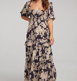 Saltwater Luxe Carla Short Sleeve Midi Dress in Classic Floral