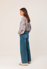 Indi and Cold Soma Watercolor Print Shirt in Azul