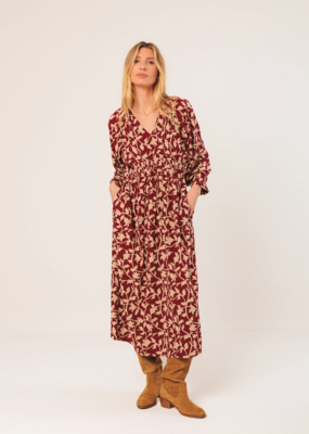 Indi and Cold Kavita Viscose Midi Dress in Cherry