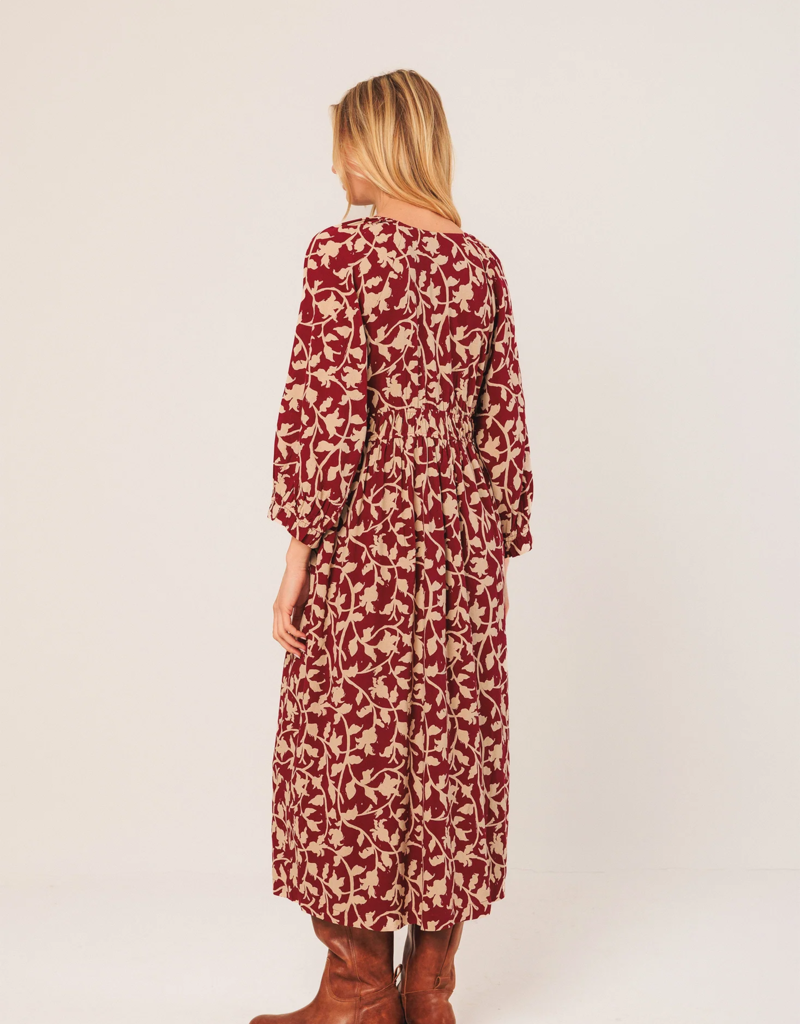 Indi and Cold Kavita Viscose Midi Dress in Cherry