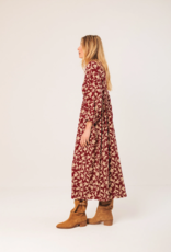 Indi and Cold Kavita Viscose Midi Dress in Cherry