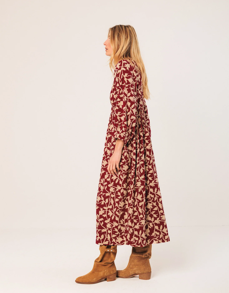 Indi and Cold Kavita Viscose Midi Dress in Cherry