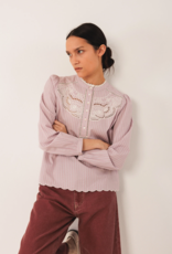 Indi and Cold Xander Embroidered Poplin Blouse in Mauve