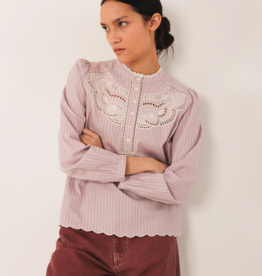 Indi and Cold Xander Embroidered Poplin Blouse in Mauve