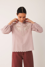 Indi and Cold Xander Embroidered Poplin Blouse in Mauve