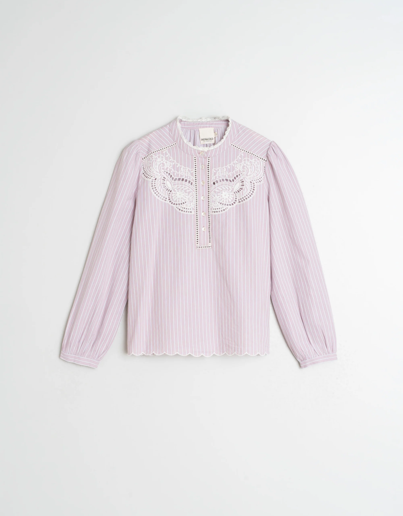 Indi and Cold Xander Embroidered Poplin Blouse in Mauve