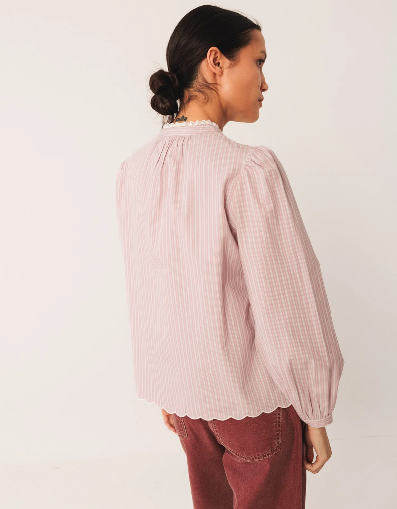 Indi and Cold Xander Embroidered Poplin Blouse in Mauve