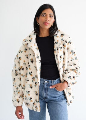 Brunette the Label Brunette the Label - Floral Sherpa in Cream with Brown