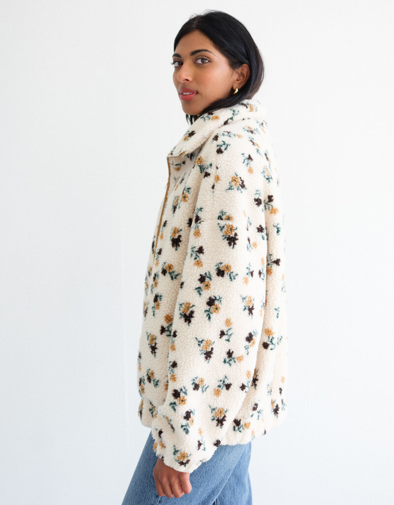 Brunette the Label Floral Sherpa in Cream w/ Brown