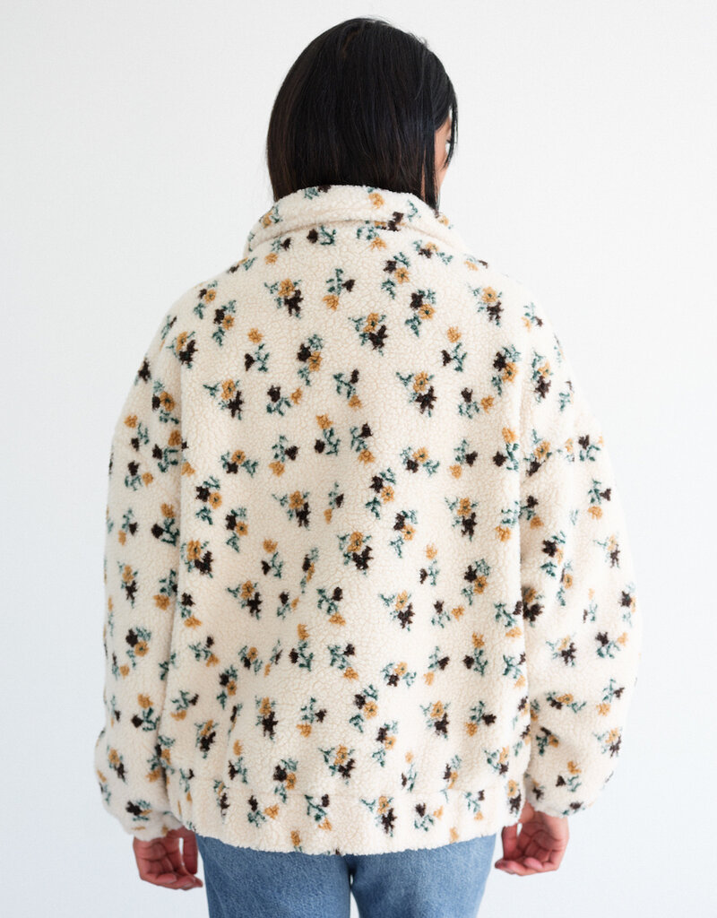 Brunette the Label Floral Sherpa in Cream w/ Brown
