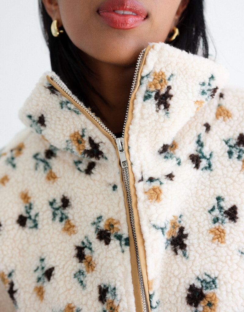Brunette the Label Floral Sherpa in Cream w/ Brown
