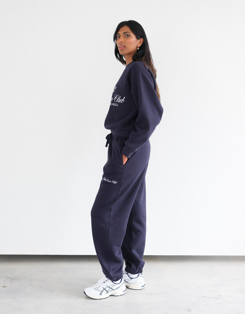 Brunette the Label Take Care Oversized Jogger in Navy w/ White