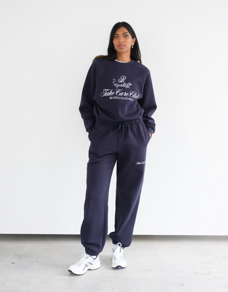 Brunette the Label Take Care Oversized Jogger in Navy w/ White