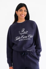 Brunette the Label Take Care Perfect Crew in Navy w/ White