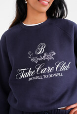 Brunette the Label Take Care Perfect Crew in Navy w/ White