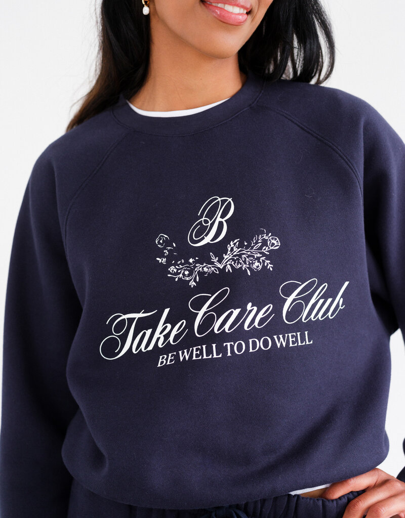 Brunette the Label Take Care Perfect Crew in Navy w/ White