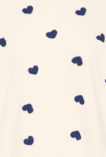 ICHI Kasura 100% Cotton Knit Sweater in Patriot Blue Hearts