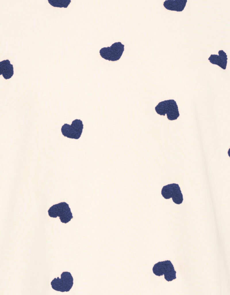 ICHI Kasura 100% Cotton Knit Sweater in Patriot Blue Hearts