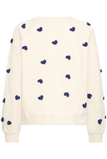 ICHI Kasura 100% Cotton Knit Sweater in Patriot Blue Hearts