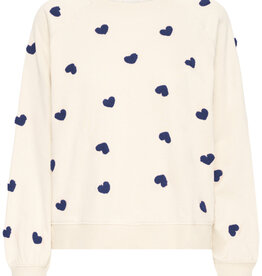 ICHI Kasura Cotton Knit Sweater with Hearts