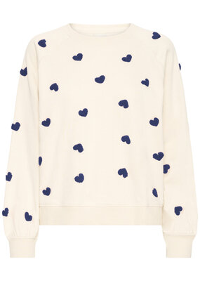ICHI Kasura Cotton Knit Sweater with Hearts