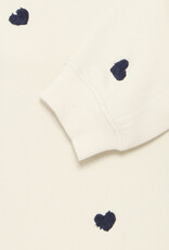 ICHI Kasura 100% Cotton Knit Sweater in Patriot Blue Hearts