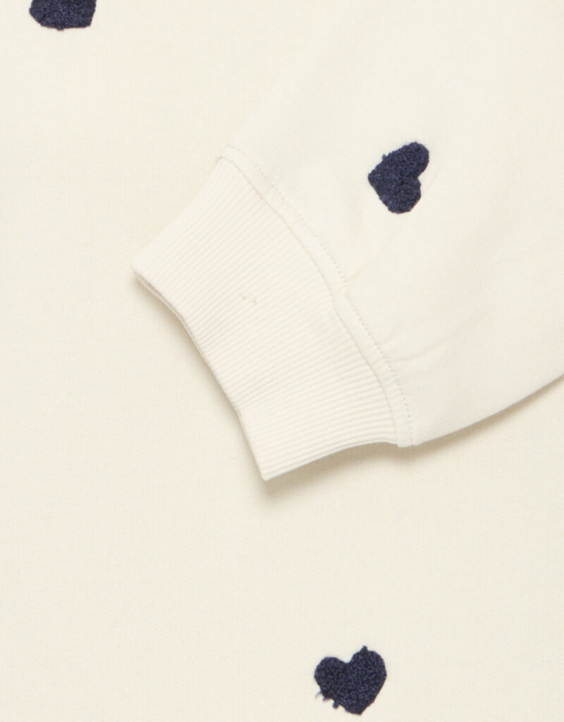 ICHI Kasura 100% Cotton Knit Sweater in Patriot Blue Hearts