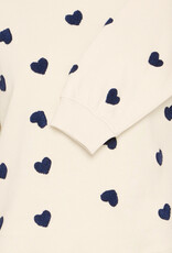 ICHI Kasura 100% Cotton Knit Sweater in Patriot Blue Hearts