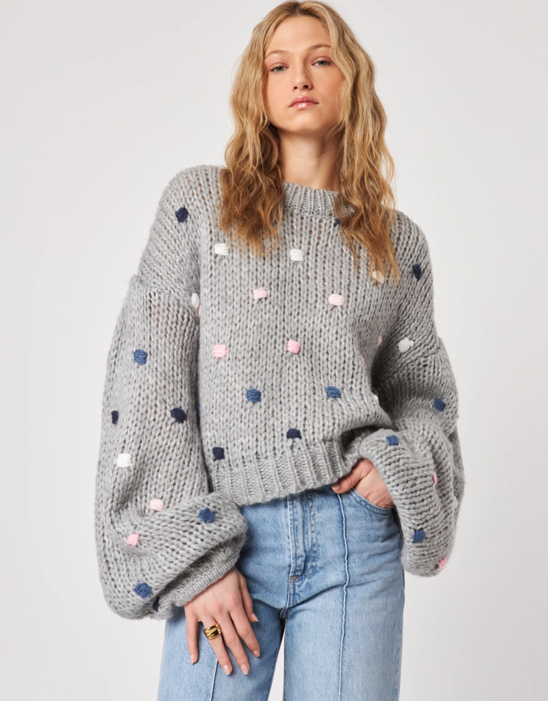 John and Jenn Greyson Balloon Sleeve Knit in Dotted Shadow