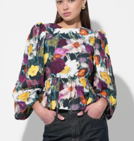 Adelyn Rae Esmaire Peplum Blouse in Multi Floral **X-SMALL, SMALL**