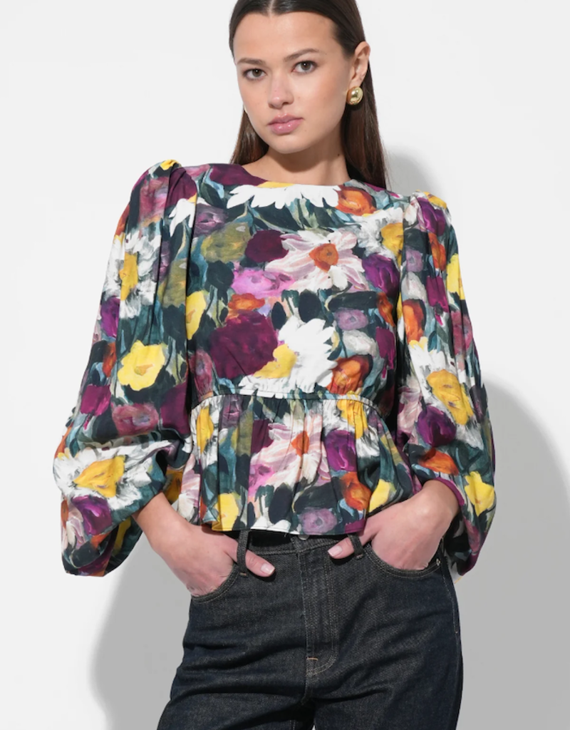 Adelyn Rae Esmaire Peplum Blouse in Multi Floral