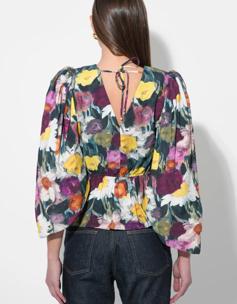 Adelyn Rae Esmaire Peplum Blouse in Multi Floral