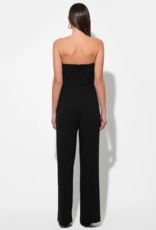 Adelyn Rae Donna Stretch Crepe Jumpsuit with Contrast Mesh in Black