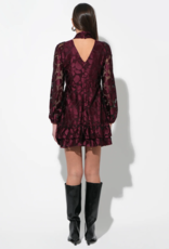 Adelyn Rae Elinor Velvet Burnout Mock Neck Fit and Flare Mini Dress in Wine