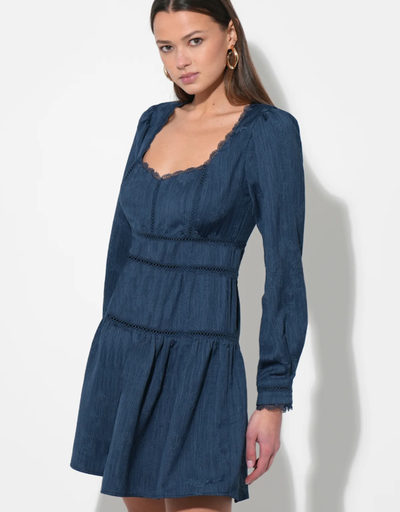 Adelyn Rae Twila Sweetheart Neck Mini Dress in Navy