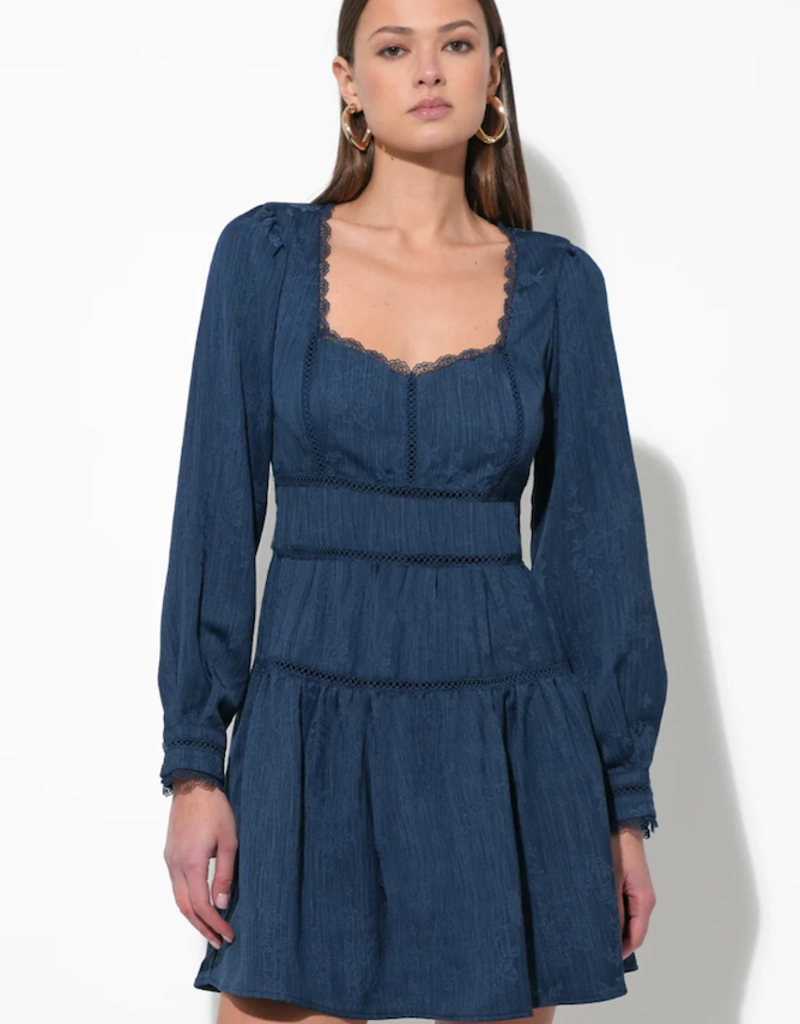 Adelyn Rae Twila Sweetheart Neck Mini Dress in Navy