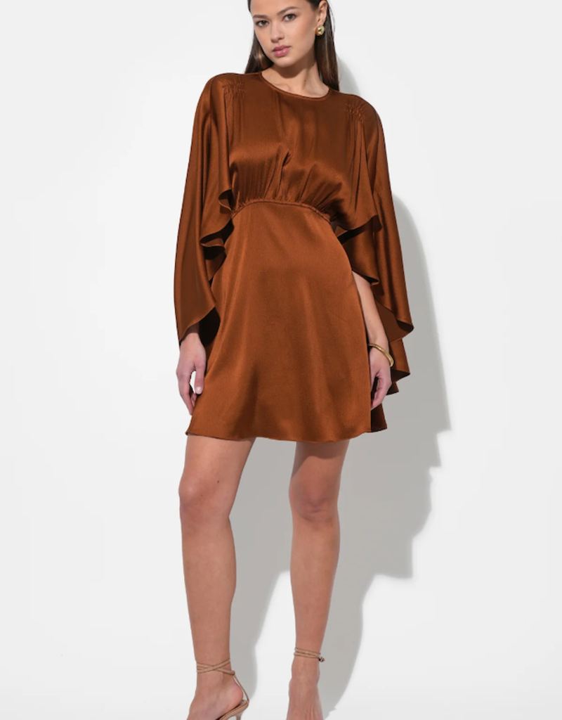 Adelyn Rae Soraia Cape Mini Dress in Toffee