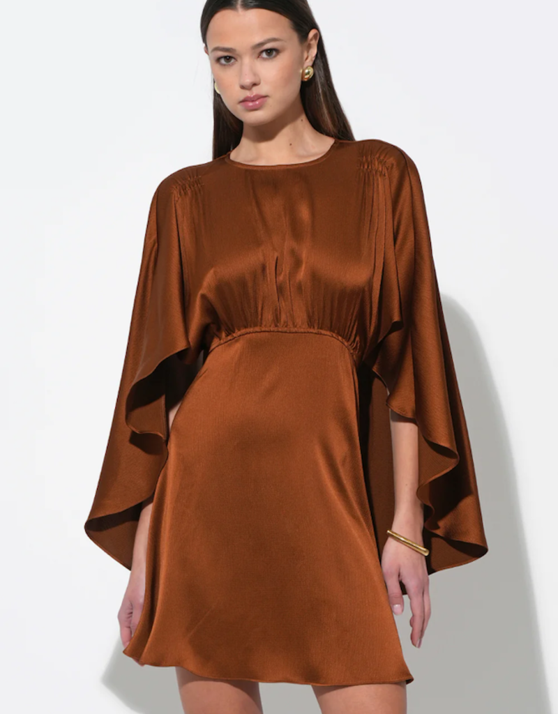 Adelyn Rae Soraia Cape Mini Dress in Toffee