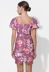 Adelyn Rae Maybelle Floral Lace Puff Sleeve Mini Dress in Magenta