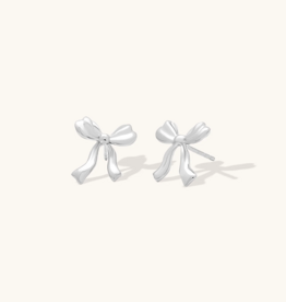 Leah Alexandra Bow Petite Earrings in Silver