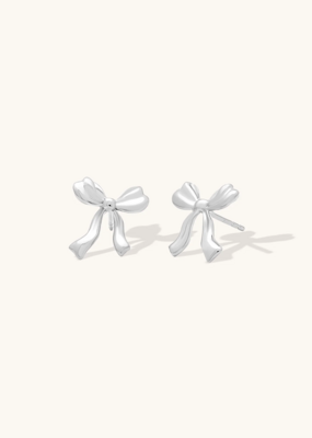Leah Alexandra Bow Petite Earrings in Silver
