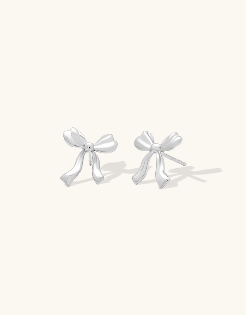 Leah Alexandra Bow Petite Earrings - Silver