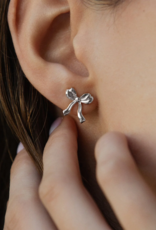 Leah Alexandra Bow Petite Earrings - Silver