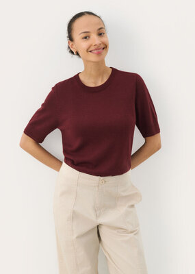 Part Two Natanya Short Sleeve Knit in Tawny Port