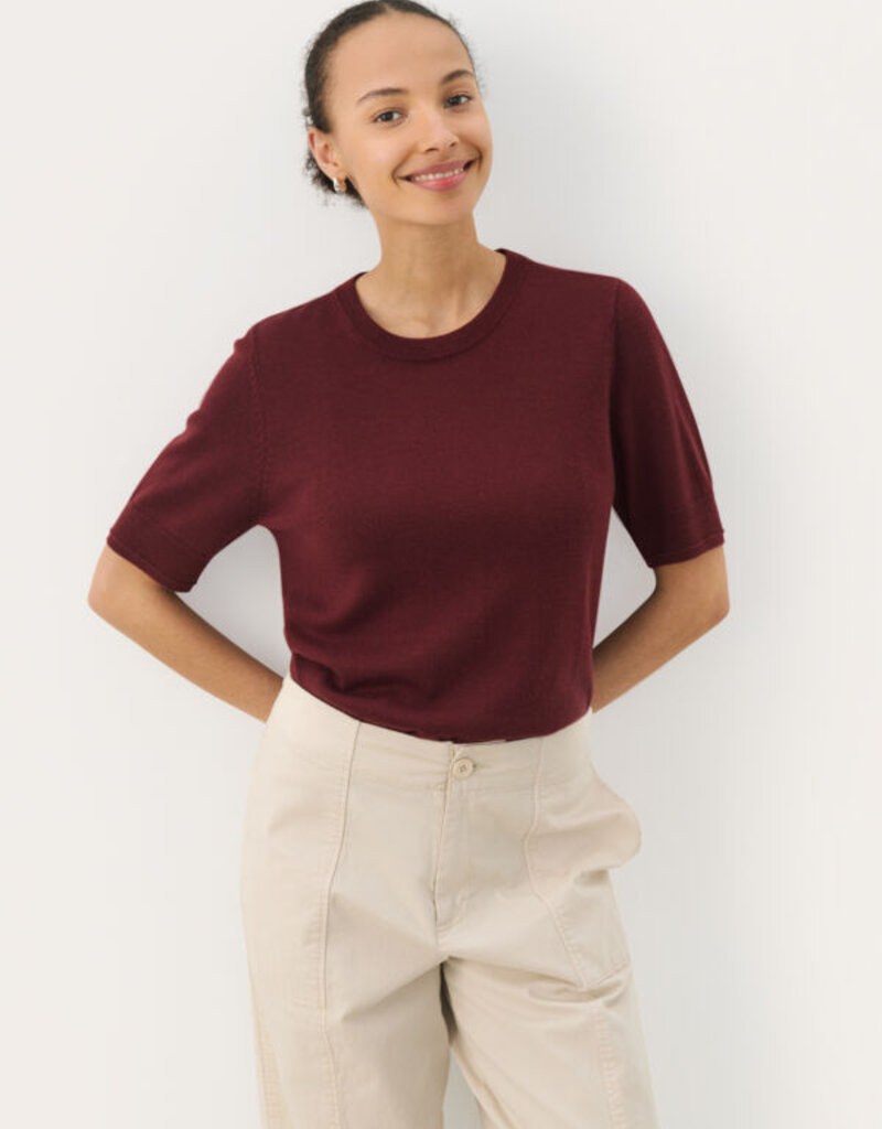 Part Two Natanya Short Sleeve Knit in Tawny Port